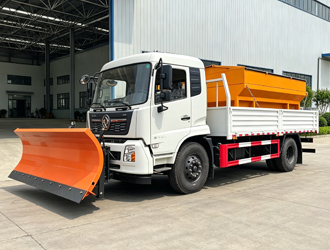 Dongfeng Kinland Multi-Functional Snow Removal Truck, Integrated Front Rotary Sweeper & Snow Plow, Rear De-Icer Spreader Vehicle
